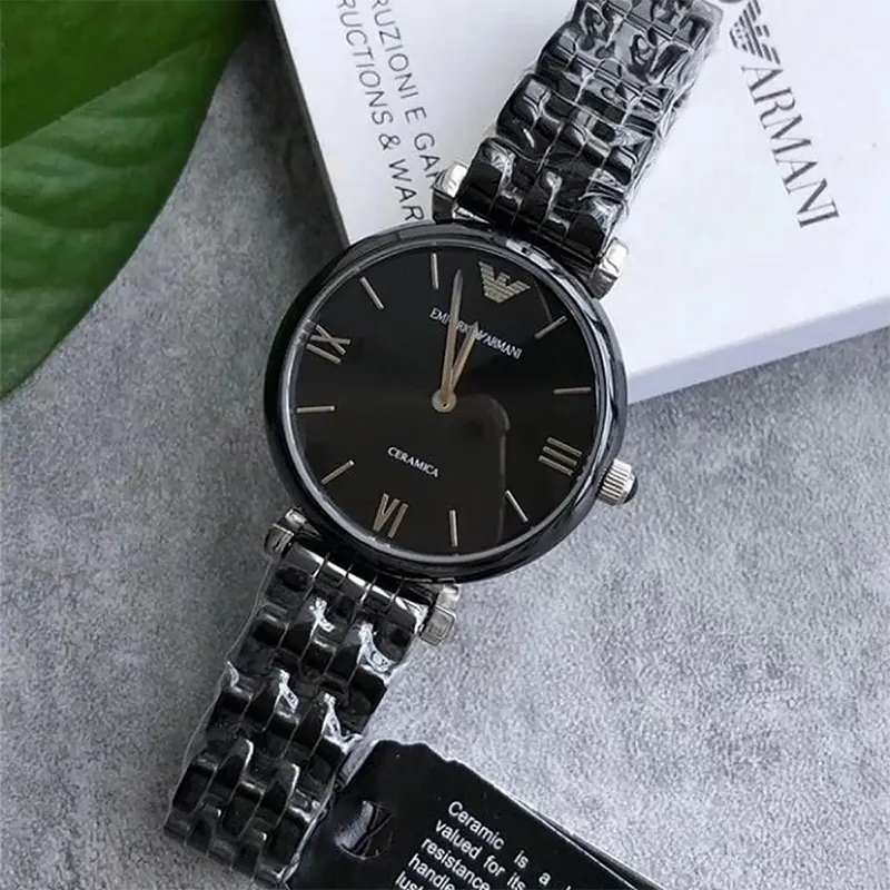 Emporio Armani Ceramica Black Dial Ladies Watch- AR1487